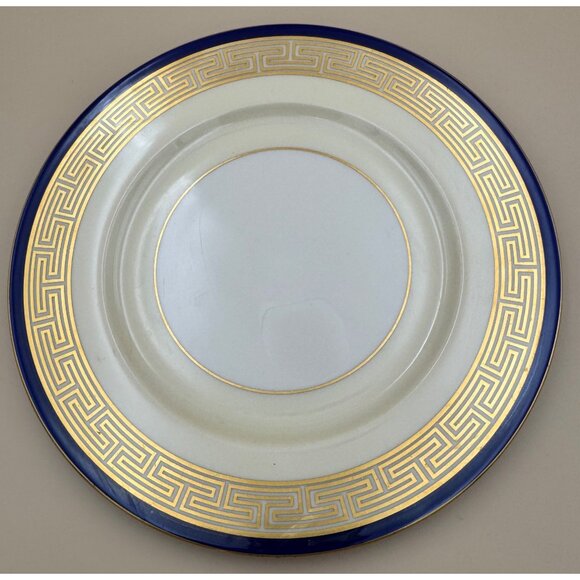Lenox Etruscan Cobalt Blue Greek Key Dinner Plate 10 3/8" Gold Ivory China USA - Picture 2 of 9